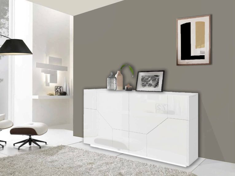 Credenza bianco lucida 158x43x86h cm 4 ante - Agis