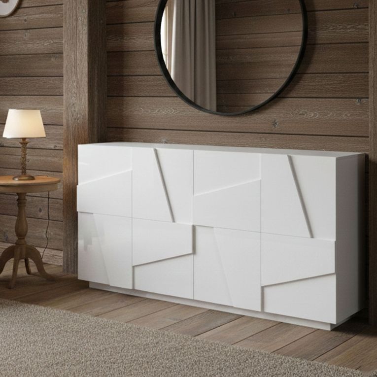 Credenza bianco lucida 162x44x86h cm 4 ante - Augusto