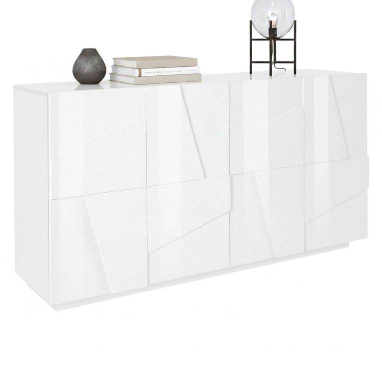 Credenza bianco lucida 162x44x86h cm 4 ante - Augusto