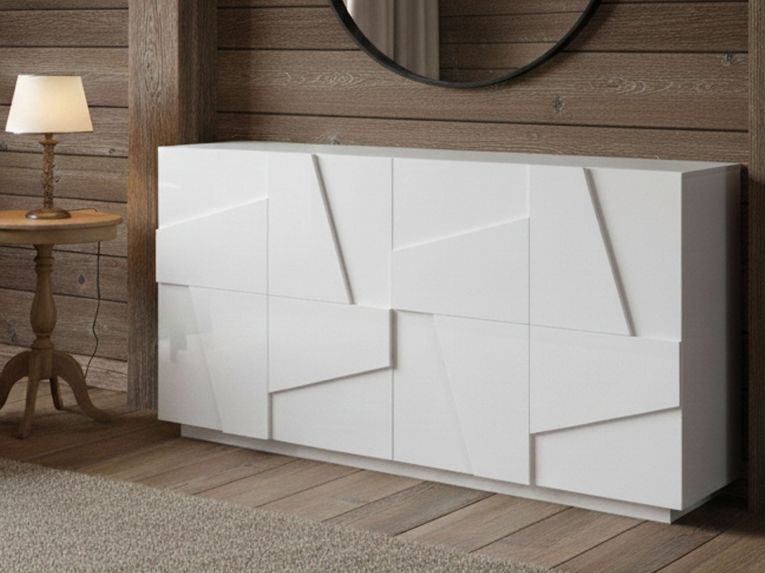 Credenza bianco lucida 162x44x86h cm 4 ante - Augusto