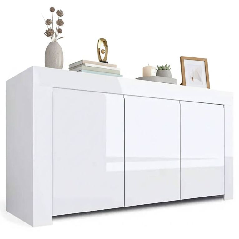 Credenza bianco lucida 162x50x83h cm 3 ante - Zenobia