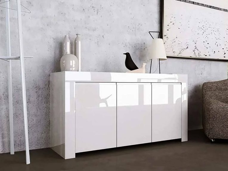Credenza bianco lucida 162x50x83h cm 3 ante - Zenobia