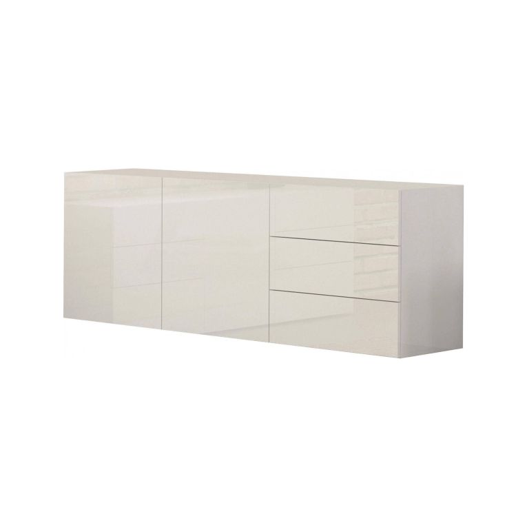Credenza bianco lucida 170x40x60h cm 2 ante e 3 cassetti - Andie