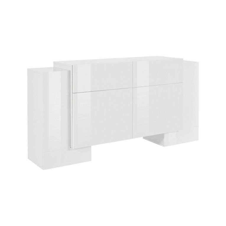 Credenza bianco lucida 170x45x85h cm 4 ante e 2 cassetti - Alei