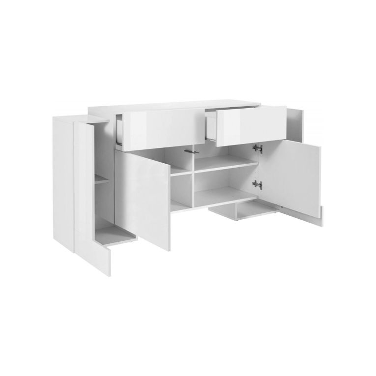 Credenza bianco lucida 170x45x85h cm 4 ante e 2 cassetti - Alei