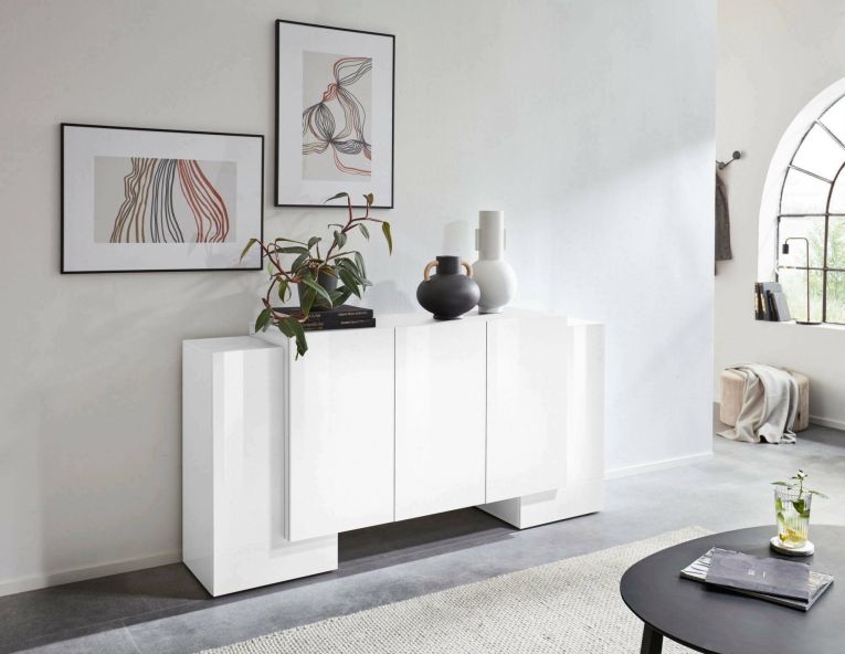 Credenza bianco lucida 170x45x85h cm 5 ante - Arek