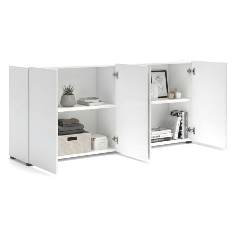Credenza bianco lucida 180x38x79h cm 4 ante - Amacord