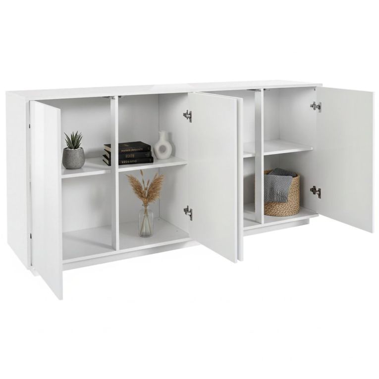 Credenza bianco lucida 180x41x86h cm 4 ante - Aulina