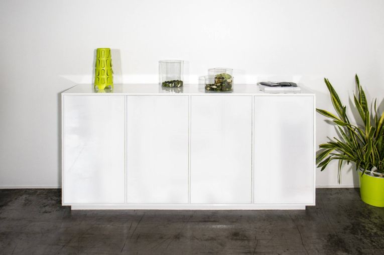 Credenza bianco lucida 180x41x86h cm 4 ante - Aulina
