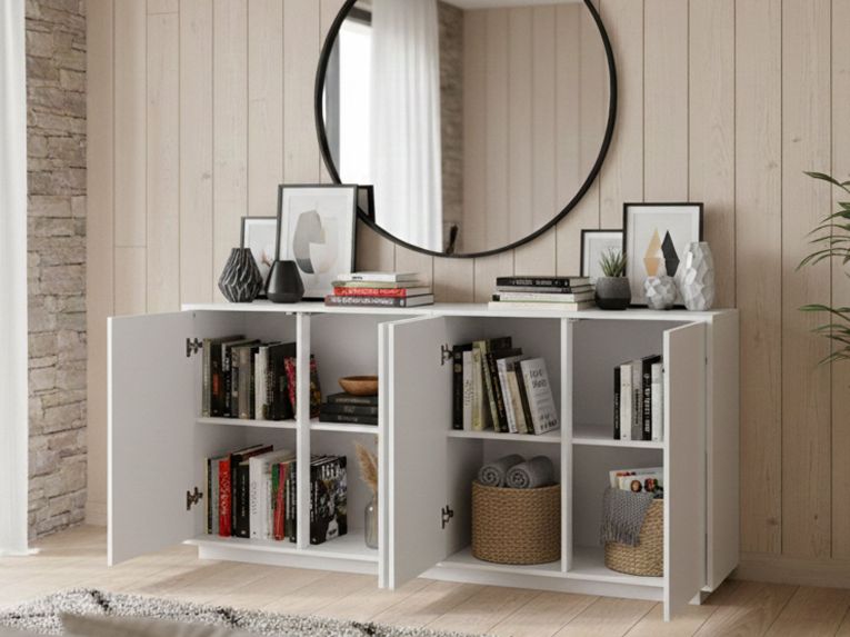 Credenza bianco lucida 180x41x86h cm 4 ante - Aulina