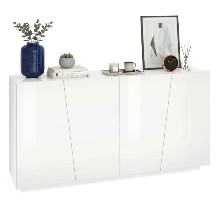 Credenza bianco lucida 180x43x86h cm 2 ante e 3 cassetti - Ariet