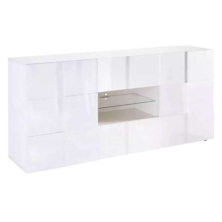 Credenza bianco lucida 181x43x84h cm 2 ante e 2 cassetti - Zerba