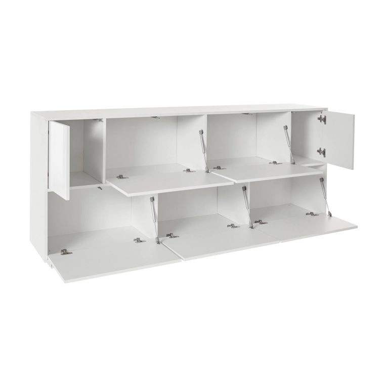 Credenza bianco lucida 200x41x86h cm 7 ante - Clinoumite
