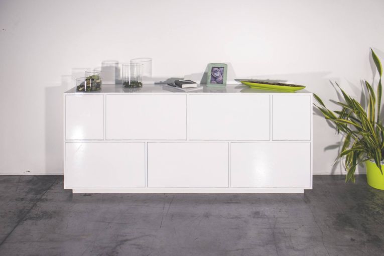 Credenza bianco lucida 200x41x86h cm 7 ante - Clinoumite