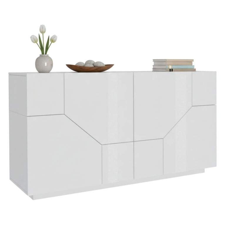 Credenza bianco lucida 200x43x86h cm 4 ante - Ania