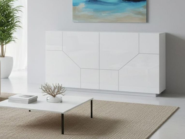 Credenza bianco lucida 200x43x86h cm 4 ante - Ania