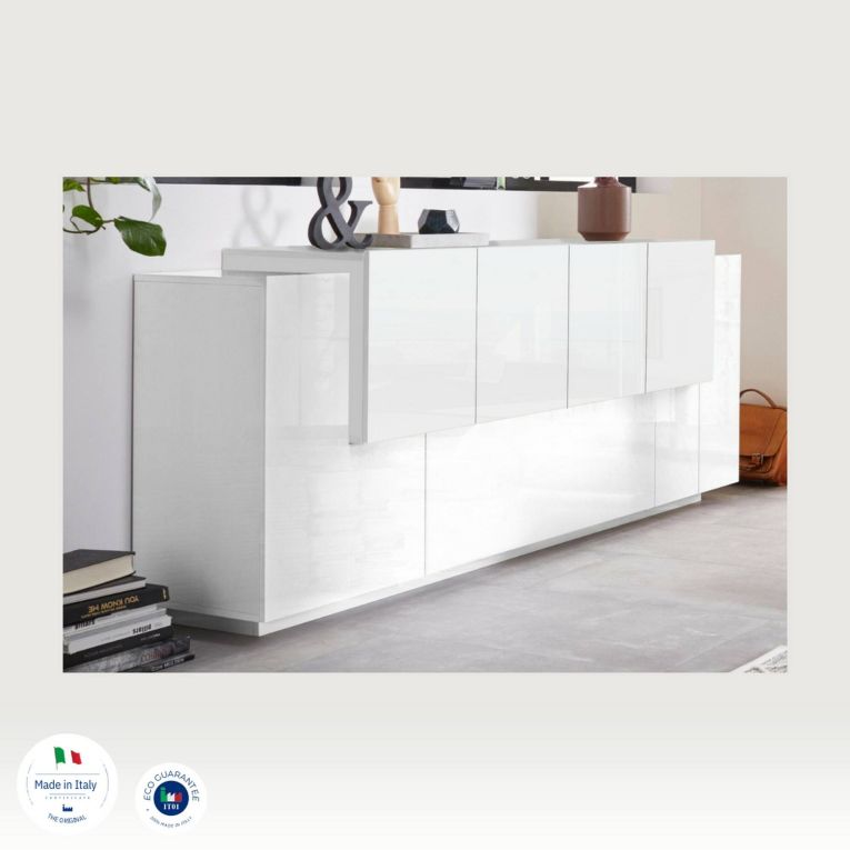 Credenza bianco lucida 200x45x86h cm 7 ante - Astice