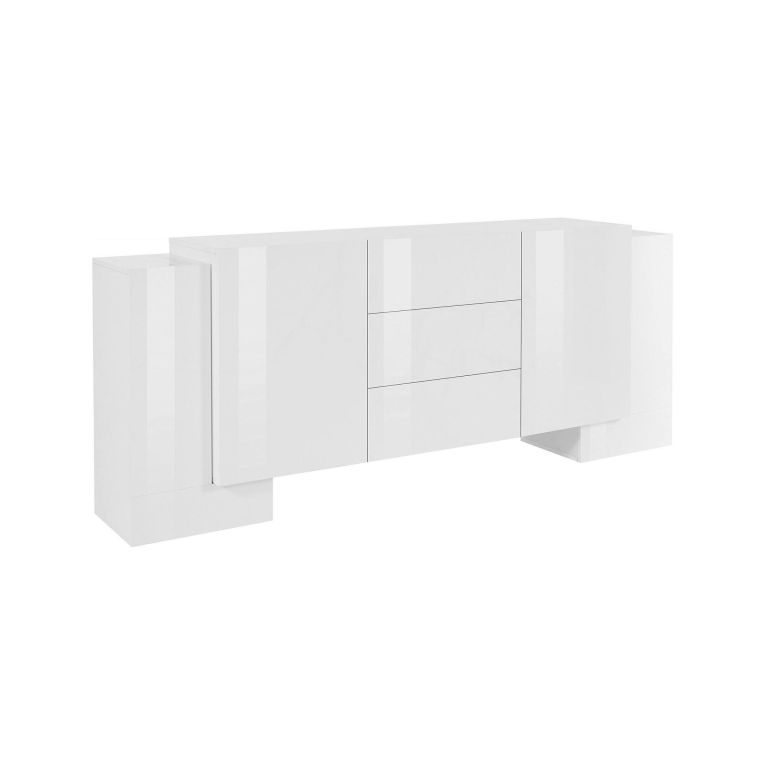 Credenza bianco lucida 210x45x85h cm 4 ante e 3 cassetti - Alchemy