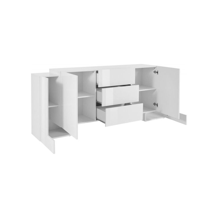 Credenza bianco lucida 210x45x85h cm 4 ante e 3 cassetti - Alchemy