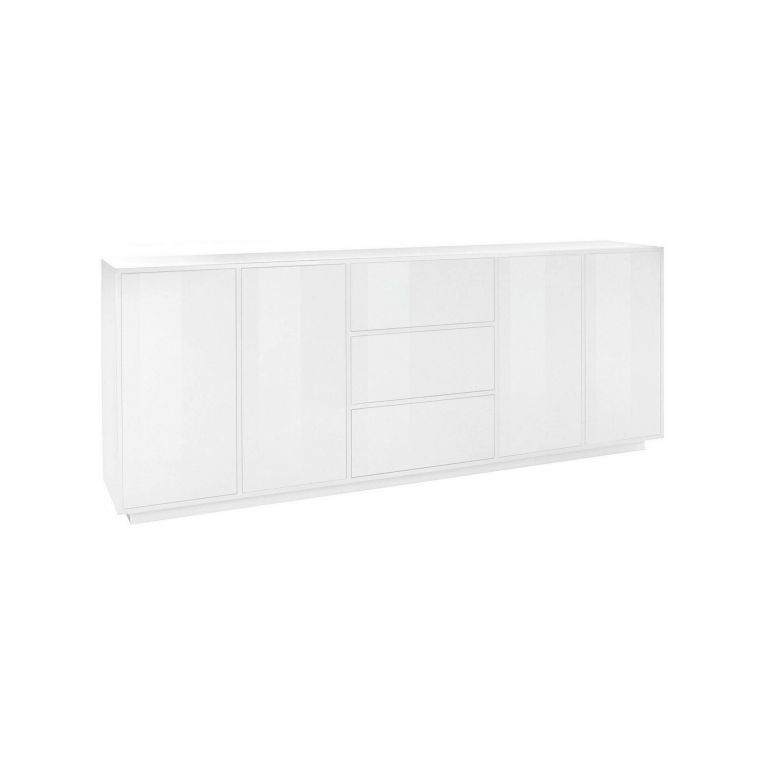 Credenza bianco lucida 220x41x86h cm 4 ante e 3 cassetti - Arrachis