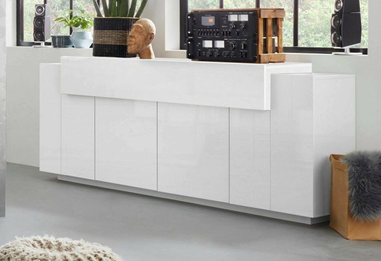 Credenza bianco lucida 220x45x85h cm 5 ante - Discordia