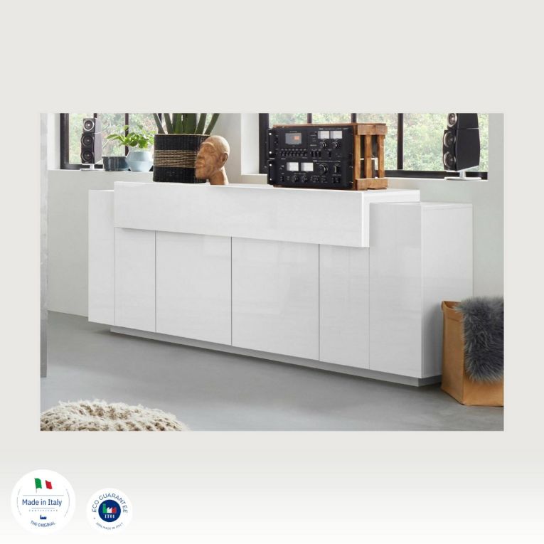 Credenza bianco lucida 220x45x85h cm 5 ante - Discordia