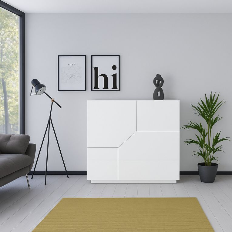 Credenza bianco lucida 79x43x86h cm 2 ante - Amento