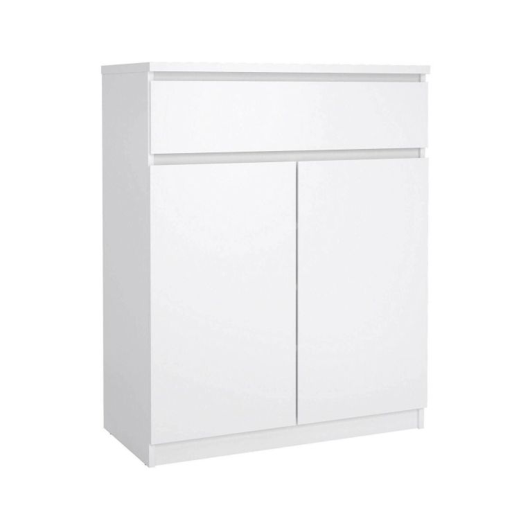 Credenza bianco lucida 80x40x100h cm 2 ante e 1 cassetto - Genziana