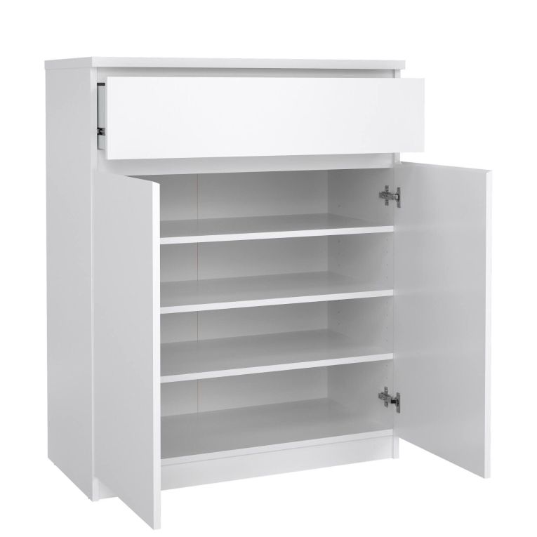 Credenza bianco lucida 80x40x100h cm 2 ante e 1 cassetto - Genziana