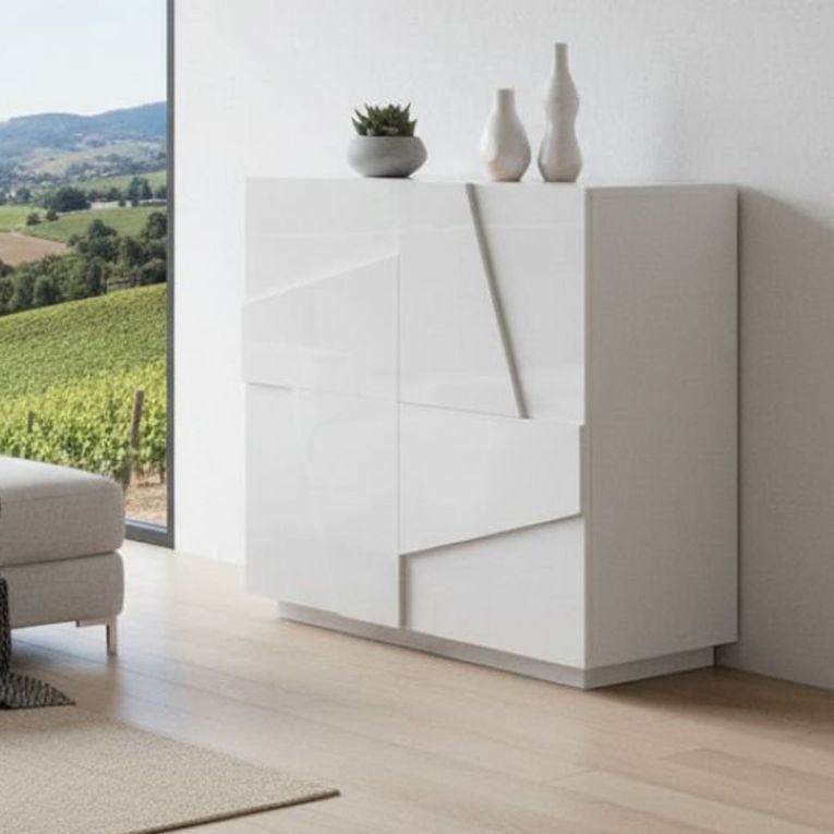 Credenza bianco lucida 81x44x86h cm 2 ante - Arli