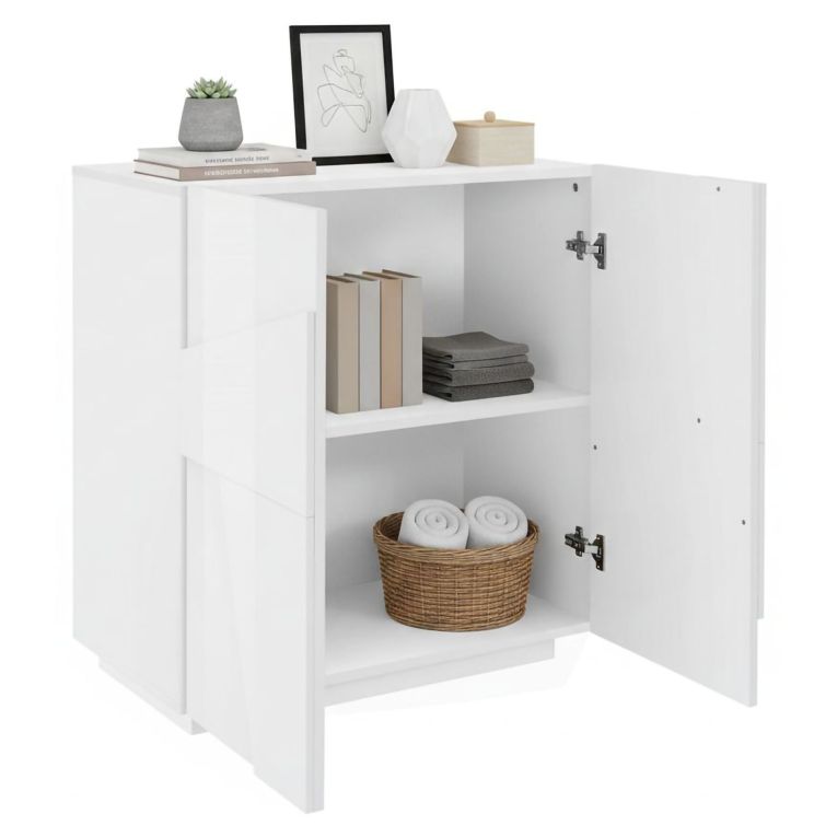 Credenza bianco lucida 81x44x86h cm 2 ante - Arli