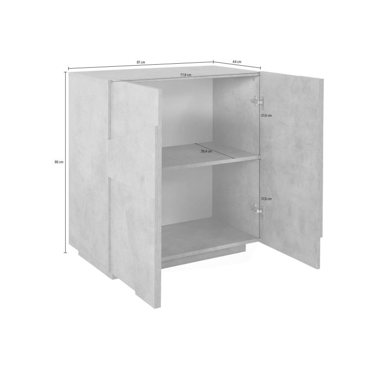 Credenza bianco lucida 81x44x86h cm 2 ante - Arli