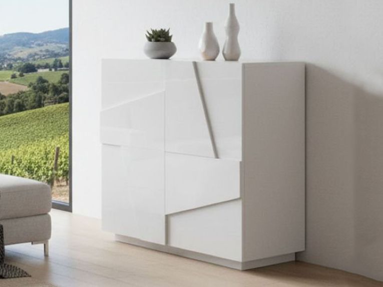 Credenza bianco lucida 81x44x86h cm 2 ante - Arli