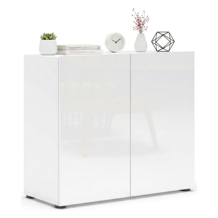 Credenza bianco lucida 90x38x79h cm 2 ante - Ortoclasio
