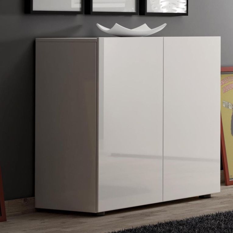 Credenza bianco lucida 90x38x79h cm 2 ante - Ortoclasio