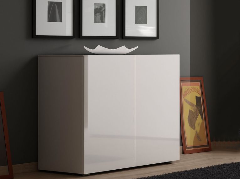 Credenza bianco lucida 90x38x79h cm 2 ante - Ortoclasio
