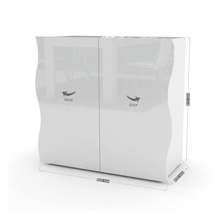 Credenza bianco lucida 90x40x81h cm 2 ante e 2 cassetti - Anifares