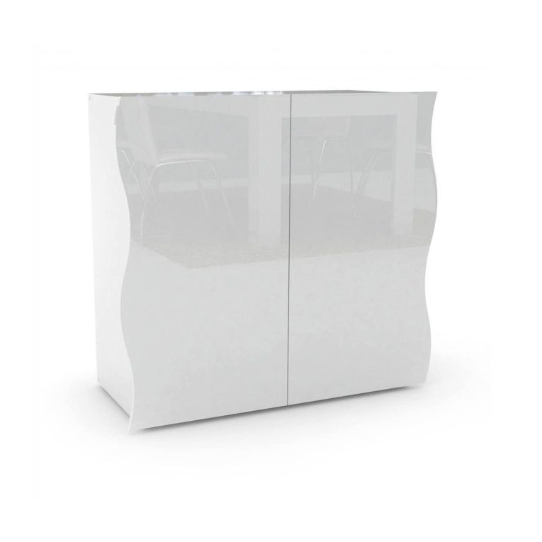 Credenza bianco lucida 90x40x81h cm 2 ante e 2 cassetti - Anifares