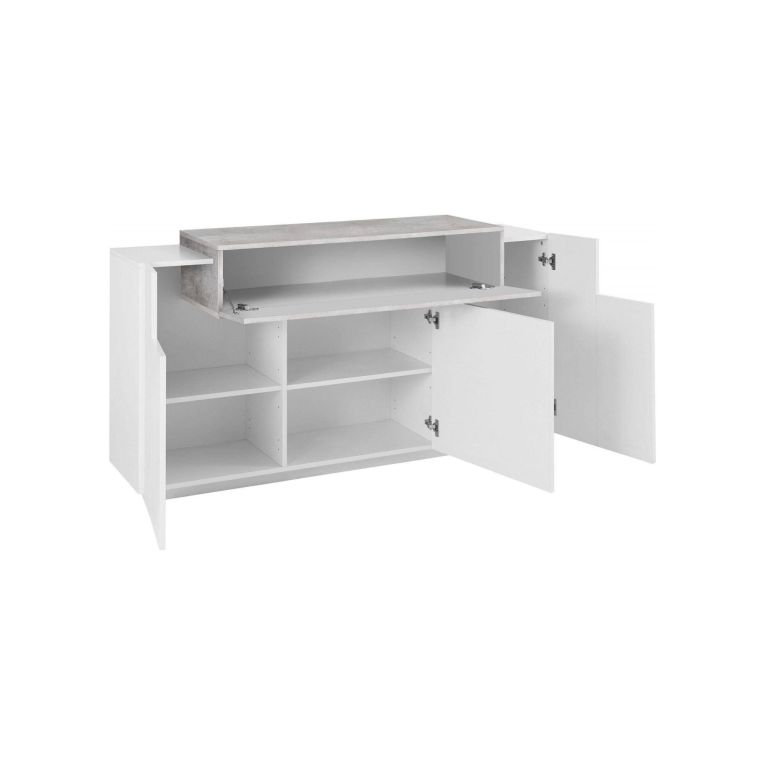 Credenza bianco lucida,cemento 160x45x85h cm 4 ante - Aschly