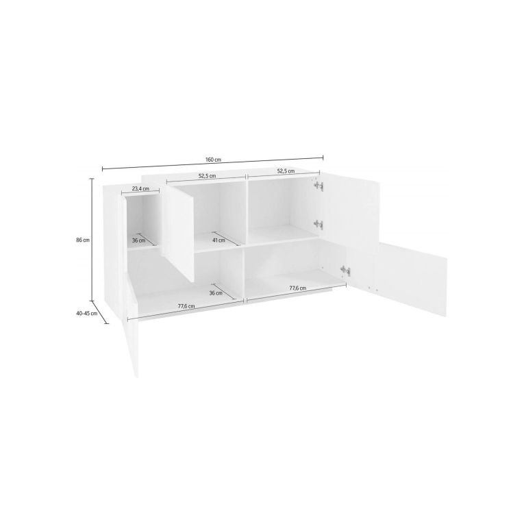 Credenza bianco lucida,cemento 160x45x86h cm 4 ante - Muscari
