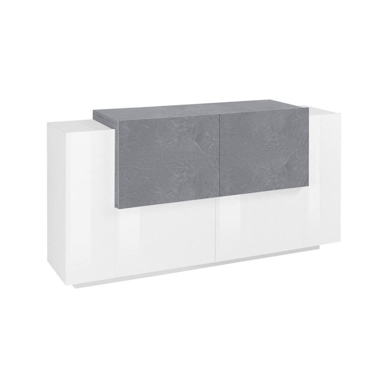 Credenza bianco lucida,cemento 160x45x86h cm 4 ante - Muscari