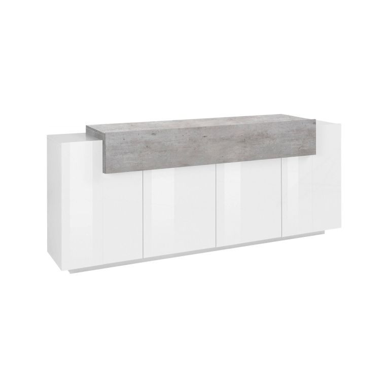 Credenza bianco lucida,cemento 200x45x85h cm 5 ante - Discordia