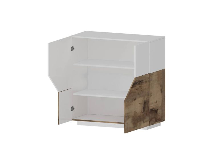Credenza bianco lucida e acero 100x43x106h cm 2 ante - Arbal