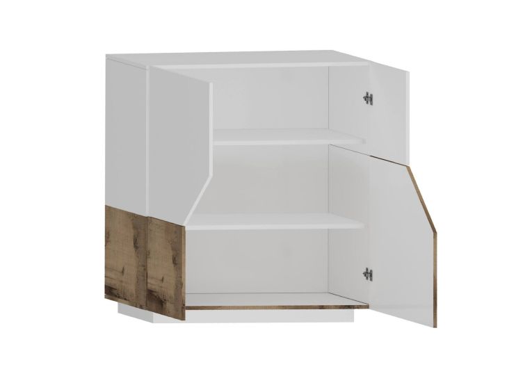 Credenza bianco lucida e acero 100x43x106h cm 2 ante - Arbal