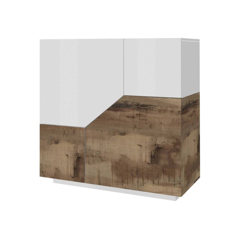 Credenza bianco lucida e acero 100x43x106h cm 2 ante - Arbal