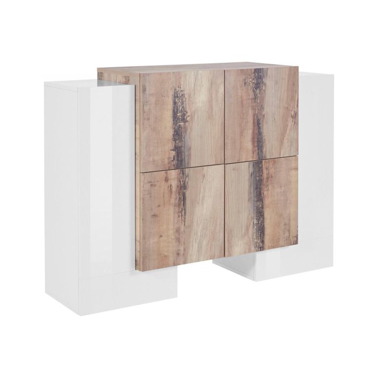 Credenza bianco lucida e acero 130x45x100h cm 6 ante - Age