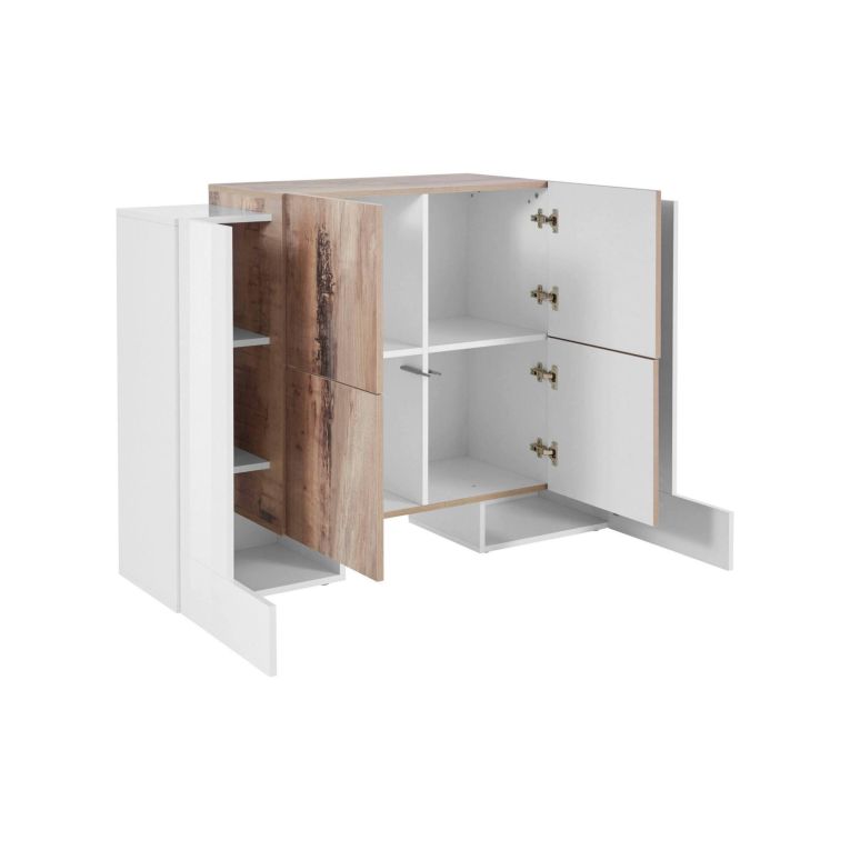Credenza bianco lucida e acero 130x45x100h cm 6 ante - Age