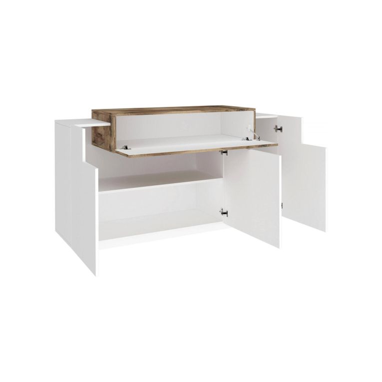 Credenza bianco lucida e acero 140x45x86h cm 4 ante - Angelis