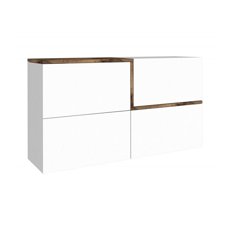 Credenza bianco lucida e acero 150x40x80h cm 4 ante - Amici