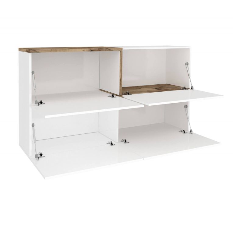 Credenza bianco lucida e acero 150x40x80h cm 4 ante - Amici